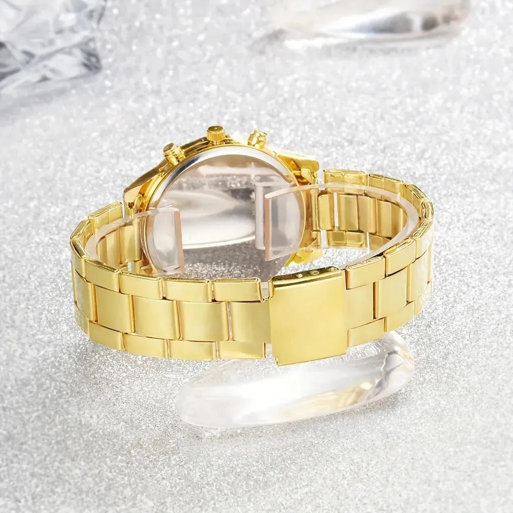 Womens Luxury Gold Watch Jewelry Set (5PCS)